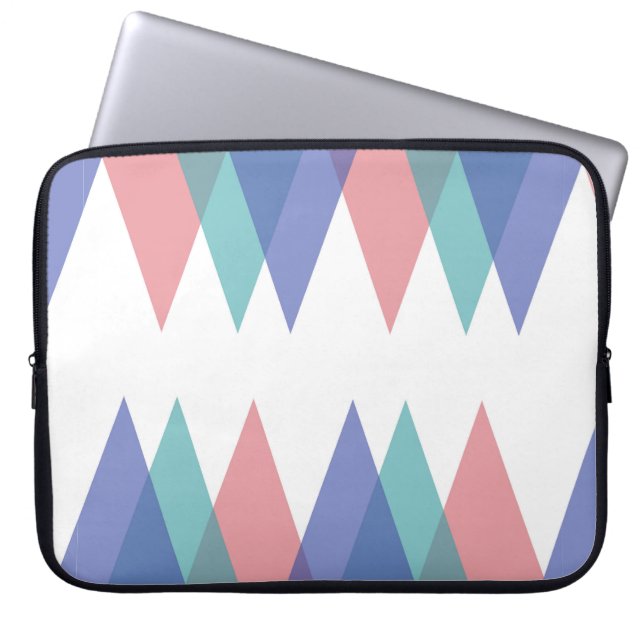 Dreiecke aus Blau und Korallen Laptopschutzhülle (Vorderseite)