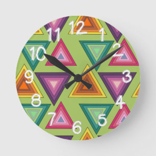 Dreiecke der 1970er  runde wanduhr