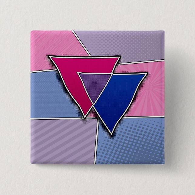 Dreiecke für Bisexuelle mit einer Flagge Button (Vorderseite)