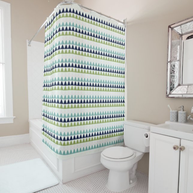 Dreiecke für Neptun, Seashell, Grüne und Marine Duschvorhang (Beispiel)