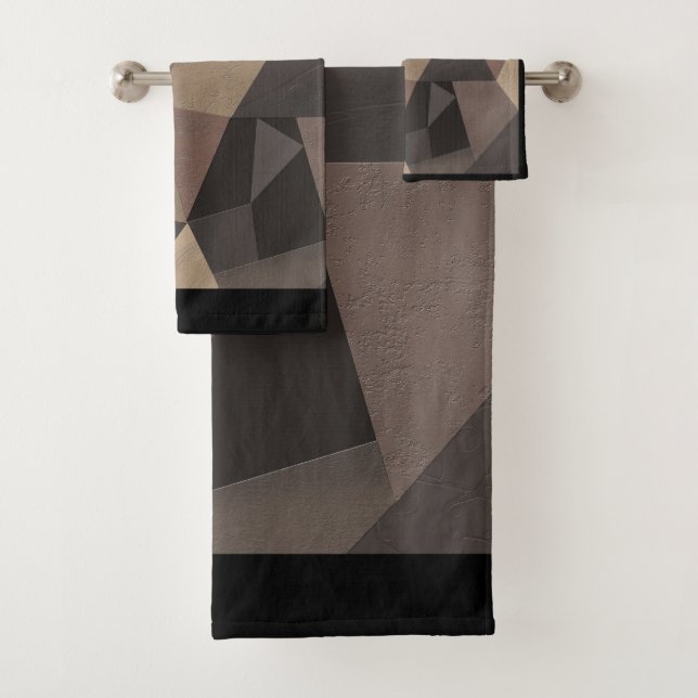 Dreiecke geometrische Druckbraun-Farben Badhandtuch Set (Insitu)