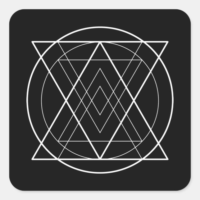 Dreiecke im Kreis heilige Geometrie Quadratischer Aufkleber (Vorderseite)