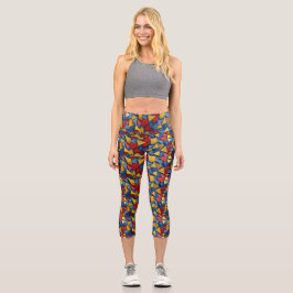Dreiecke in lebhaften Primärfarben Capri Leggings