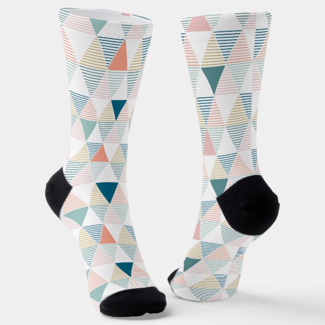 Dreiecke mit farbigen Streifen Socken (Gewinkelt)