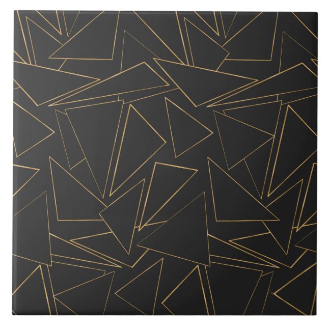 Dreiecke mit Minimalistischen geometrischen Goldrä Fliese (Vorderseite)