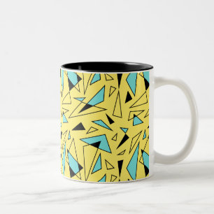 Dreiecke Muster - Gelb und Türkis Zweifarbige Tasse