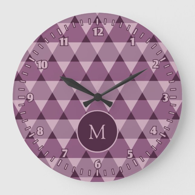 Dreiecke Muster Große Wanduhr (Vorderseite)