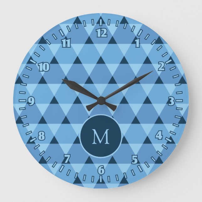 Dreiecke Muster Große Wanduhr (Vorderseite)