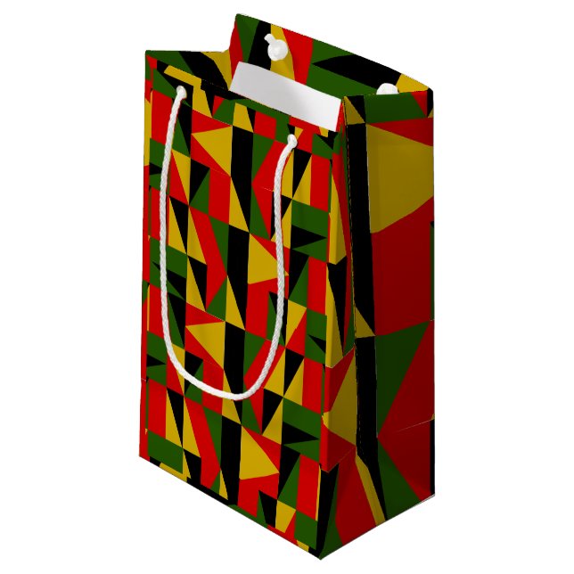 Dreiecke schwarze Geschichte Kleine Geschenktüte (Vorderseite Schrägansicht)