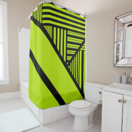 Dreiecke Streifen - Limettengrün Duschvorhang