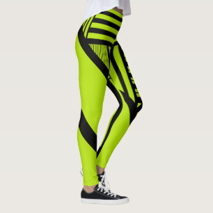 Dreiecke Streifen - Limettengrün Leggings