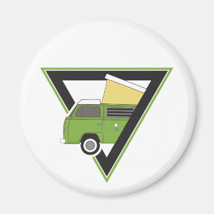 dreieckiger klassischer grüner Camper Van Magnet
