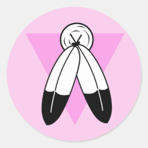 Dreiecksfahne mit 2-Spirit-Rosa Runder Aufkleber