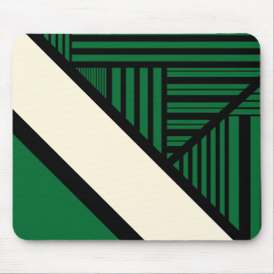 Dreiecksstreifen - grün, cremefarben und schwarz mousepad