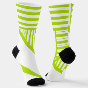 Dreiecksstreifen in Kalkgrün und Weiß Socken