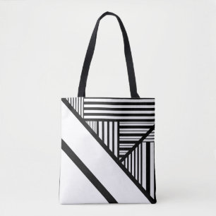 Dreiecksstreifen in Schwarz und Weiß Tasche