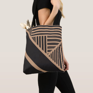 Dreiecksstreifen in Tan und Schwarz Tasche