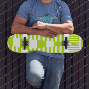 Dreiecksstreifen - Kalkgrün und Weiß Skateboard