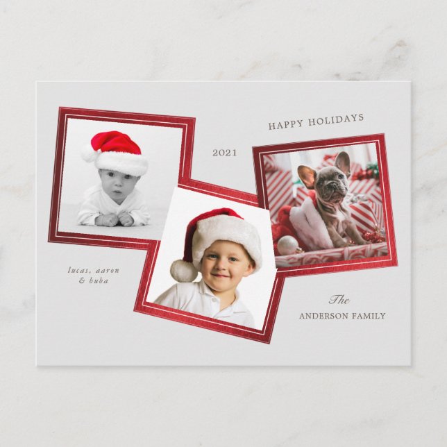 Dreier-Foto-Familienurlaub Postkarte (Vorderseite)