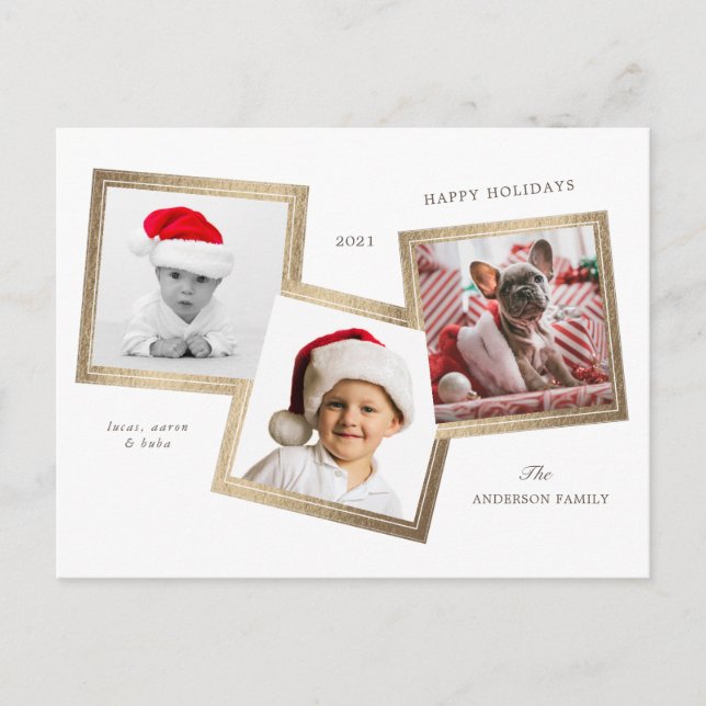 Dreier-Foto-Familienurlaub Postkarte (Vorderseite)