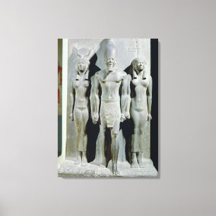 Dreiergruppe von Menkaure mit der Göttin Hathor Leinwanddruck