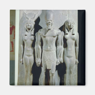 Dreiergruppe von Menkaure mit der Göttin Hathor Magnet
