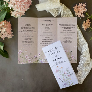 Dreifach-Hochzeitsprogramm für Whimsikäre Wildblum Flyer