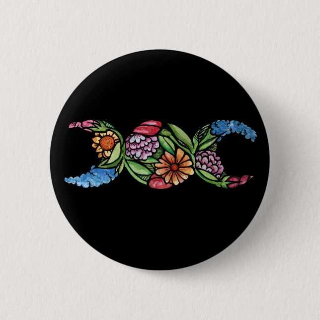Dreifach-Mond-Symbol-Blüte Button (Vorderseite)