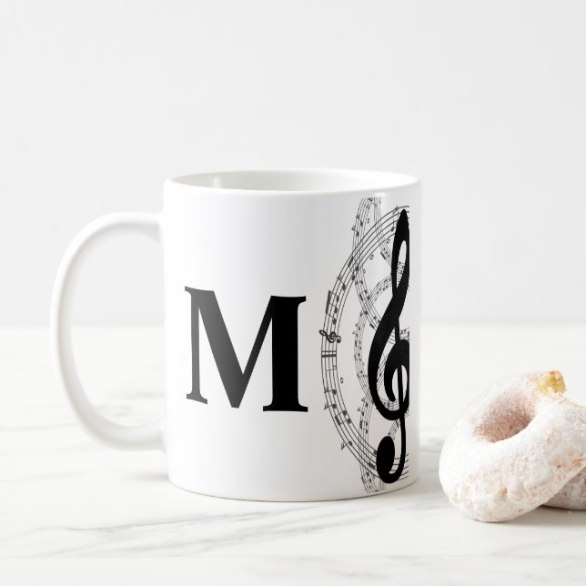 dreifach Musiknote Musiker Monogramm Kaffeetasse (Mit Donut)