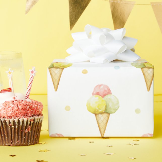 Dreifach Scoop Ice Creme Cone Wrapping Paper Geschenkpapier (Geburtstagsparty)