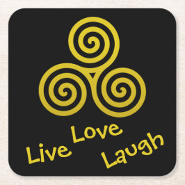 Dreifach-Spirale Live-Liebe Lächeln Rechteckiger Pappuntersetzer