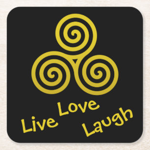 Dreifach-Spirale Live-Liebe Lächeln Rechteckiger Pappuntersetzer