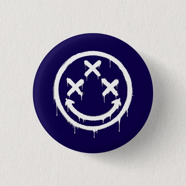 Dreifach X-Augen Graffiti-Lächeln Button (Vorderseite)