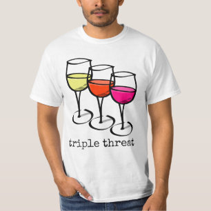 Dreifache Drohungs-Wein-Gläser T-Shirt