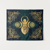 Dreifache Göttin mit triskele - Gold und grünes Ba