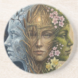 Dreifache Göttin Winter bis Frühling Imbolc Fantas Getränkeuntersetzer