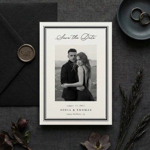 Dreifache Grenze   Einfache elegante Foto-Hochzeit Save The Date