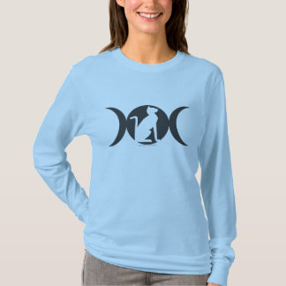 Dreifache Mond-Katze langärmlige T T-Shirt