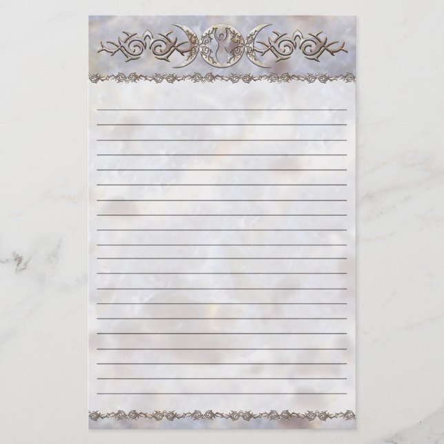 Dreifache Mond-Mondstein-Göttin gezeichnet Briefpapier (Vorderseite)