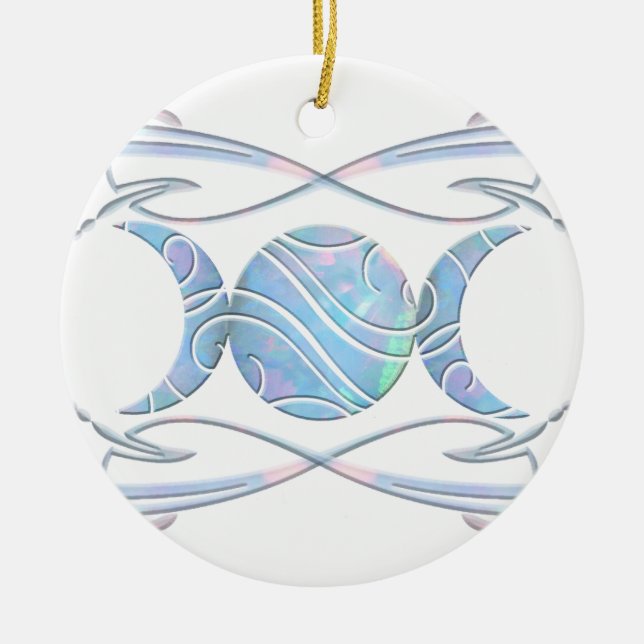 Dreifache Mond-Opal-Göttin Keramikornament (Vorne)