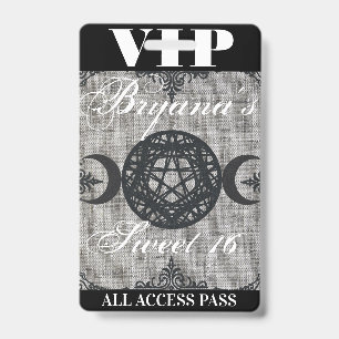Dreifache Mondgöttin Jute VIP Pass Geburtstagsfeie Ausweis