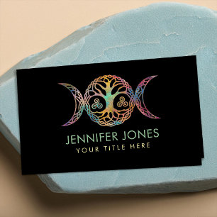 Dreifache Mondgöttin mit Triskele und Lebensbaum Visitenkarte