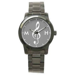 dreifache Schwarz-weiße personalisierte Initialen Armbanduhr