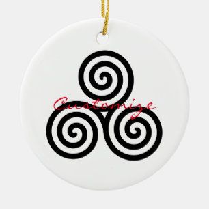 Dreifache schwarze Spiralen Thunder_Cove Keramik Ornament