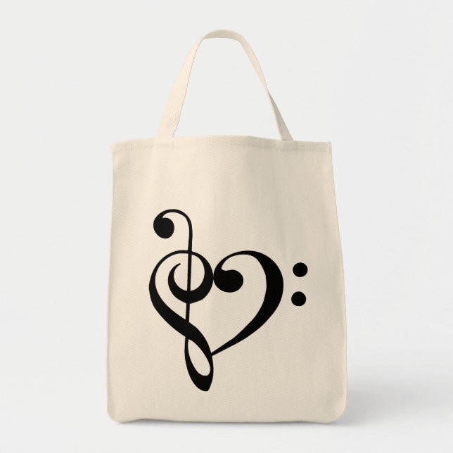 Dreifache und Bassschlüssel-Herz-(schwarze) Tasche (Vorne)