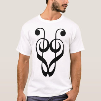 Dreifacher Clef-Herz-(schwarzer) T - Shirt