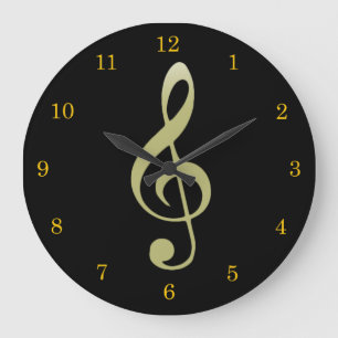 Dreifacher Clef-Uhr durch Leslie Harlow Große Wanduhr