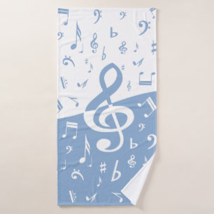 Dreifacher Clef-Wellen-Himmel-Blau und Weiß Badhandtuch Set