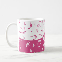 Dreifacher Clef-Wellen-Musiknoten im Rosa und im Kaffeetasse