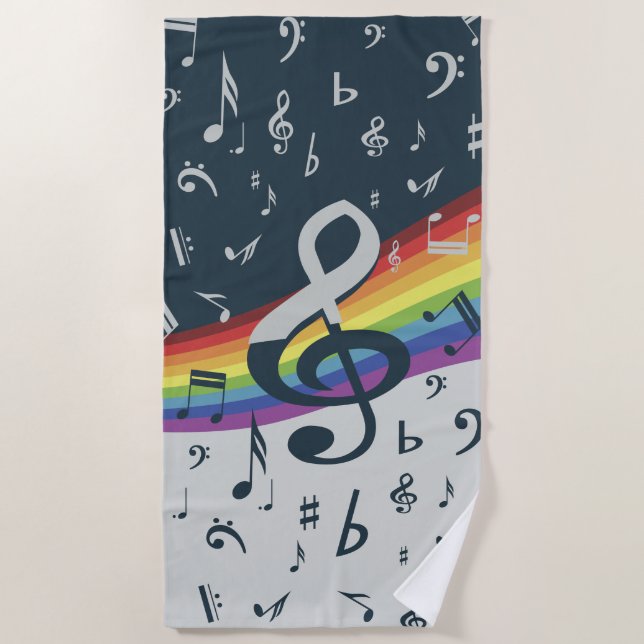 Dreifacher Clef-Wellen-Regenbogen-Farben Strandtuch (Vorderseite)